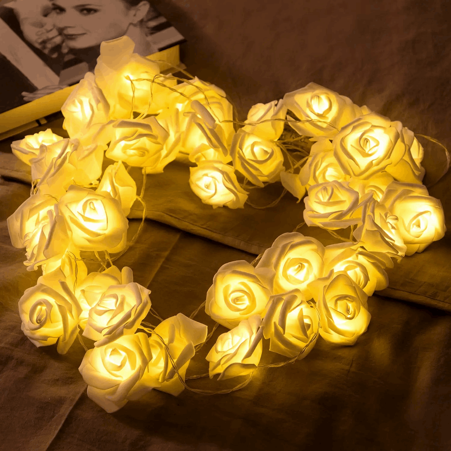 Ambiencci LED Rose Flower String Lights