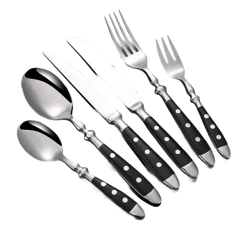 a set of five forks, spoons, and knives