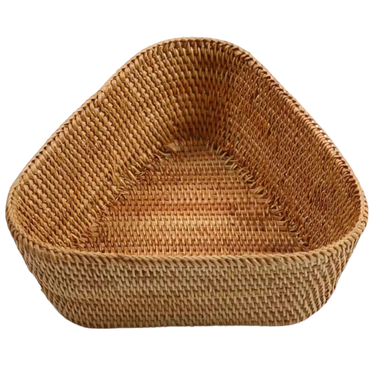 a woven basket is shown on a white background