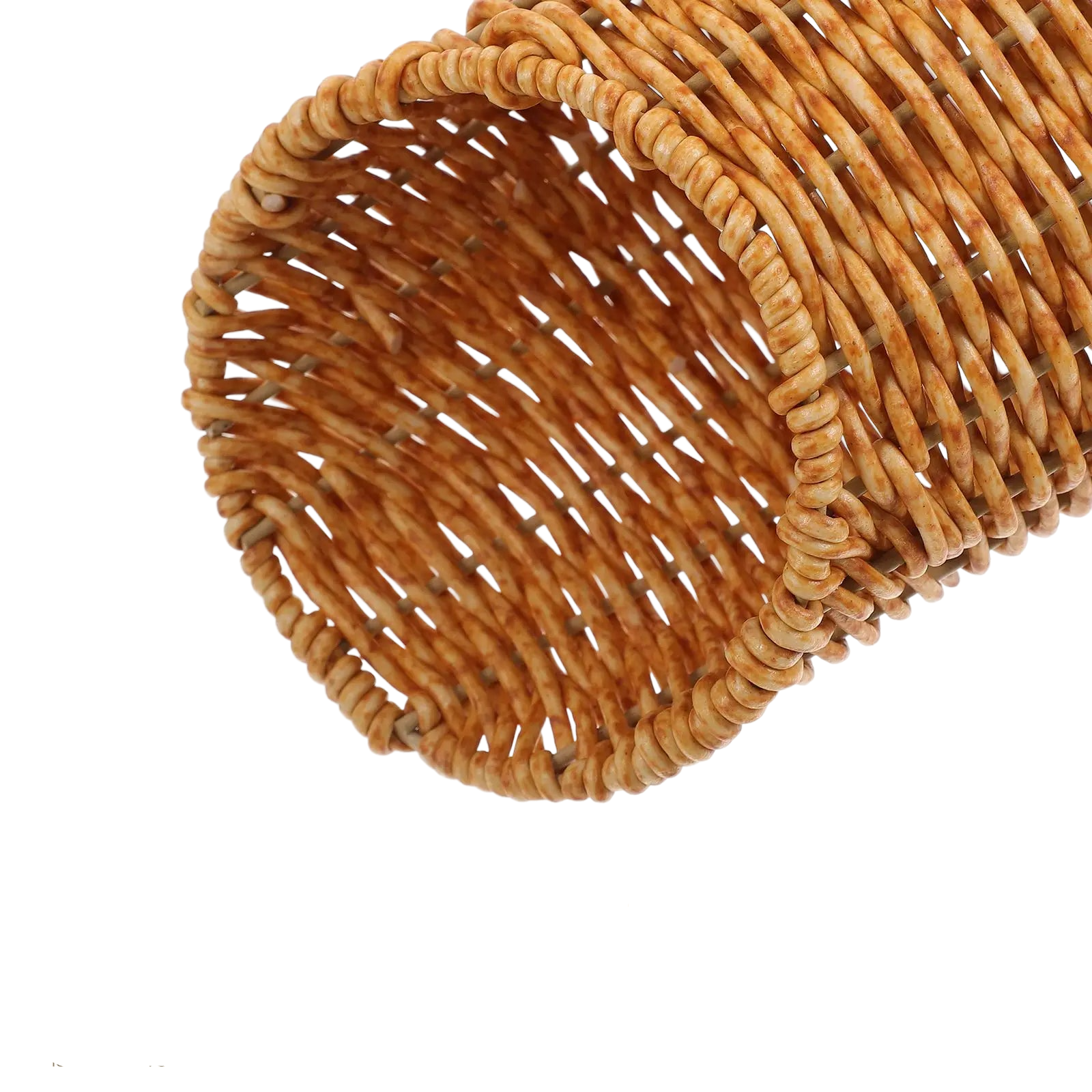 a close up of a wicker basket on a black background