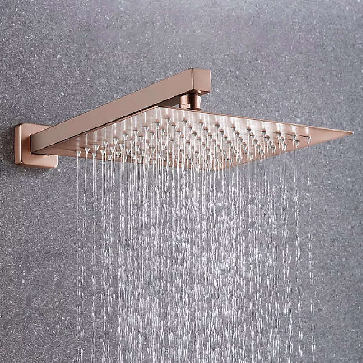 Ducha Quadrada Ambiencci Slim 20x20 Inox Rose Gold com Braço de Parede