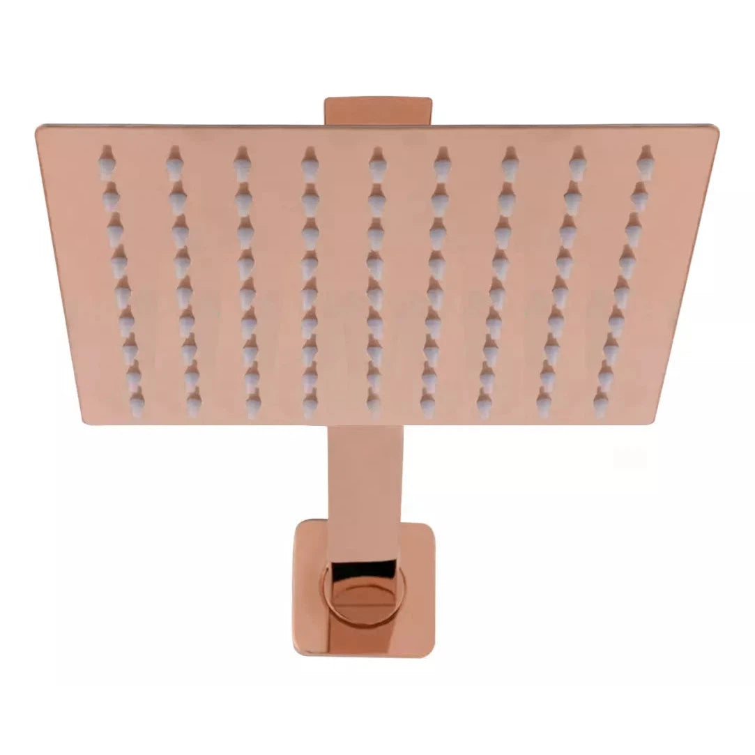 Ducha Quadrada Ambiencci Slim 20x20 Inox Rose Gold com Braço de Parede