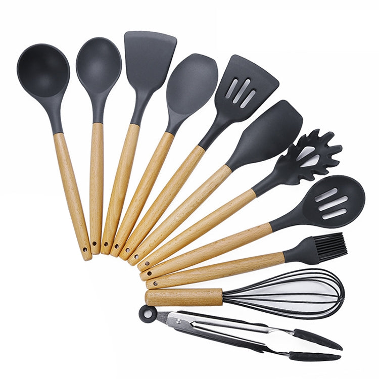 Kit 12 peças - Ambiencci Premium de Utensílios de Cozinha com Cabo de Madeira e Silicone