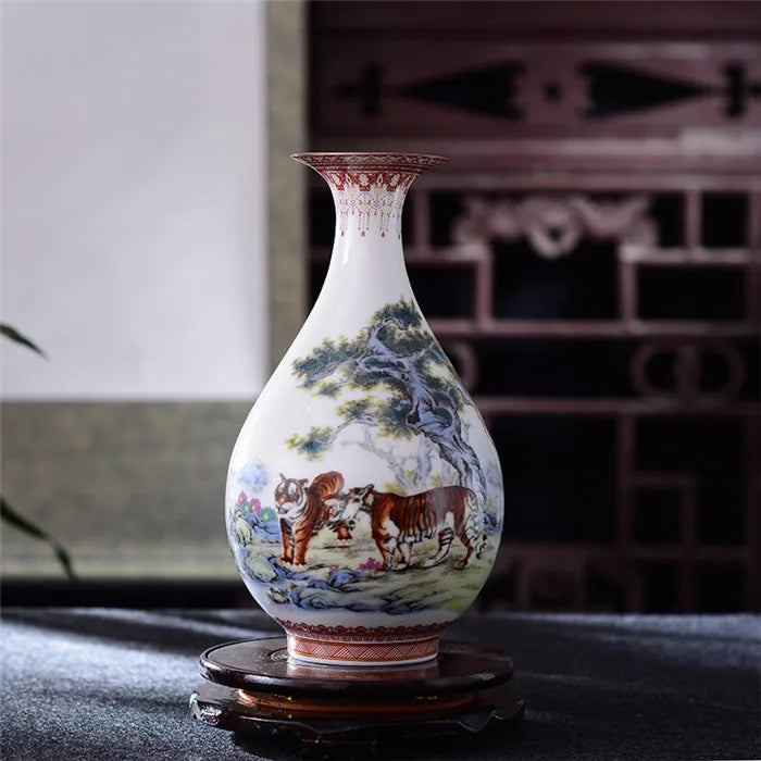 Vaso cerâmico antigo Jingdezhen Vintage, acessórios de mesa, artesanato, vaso de neve, estilo tradicional chinês, vaso de porcelana