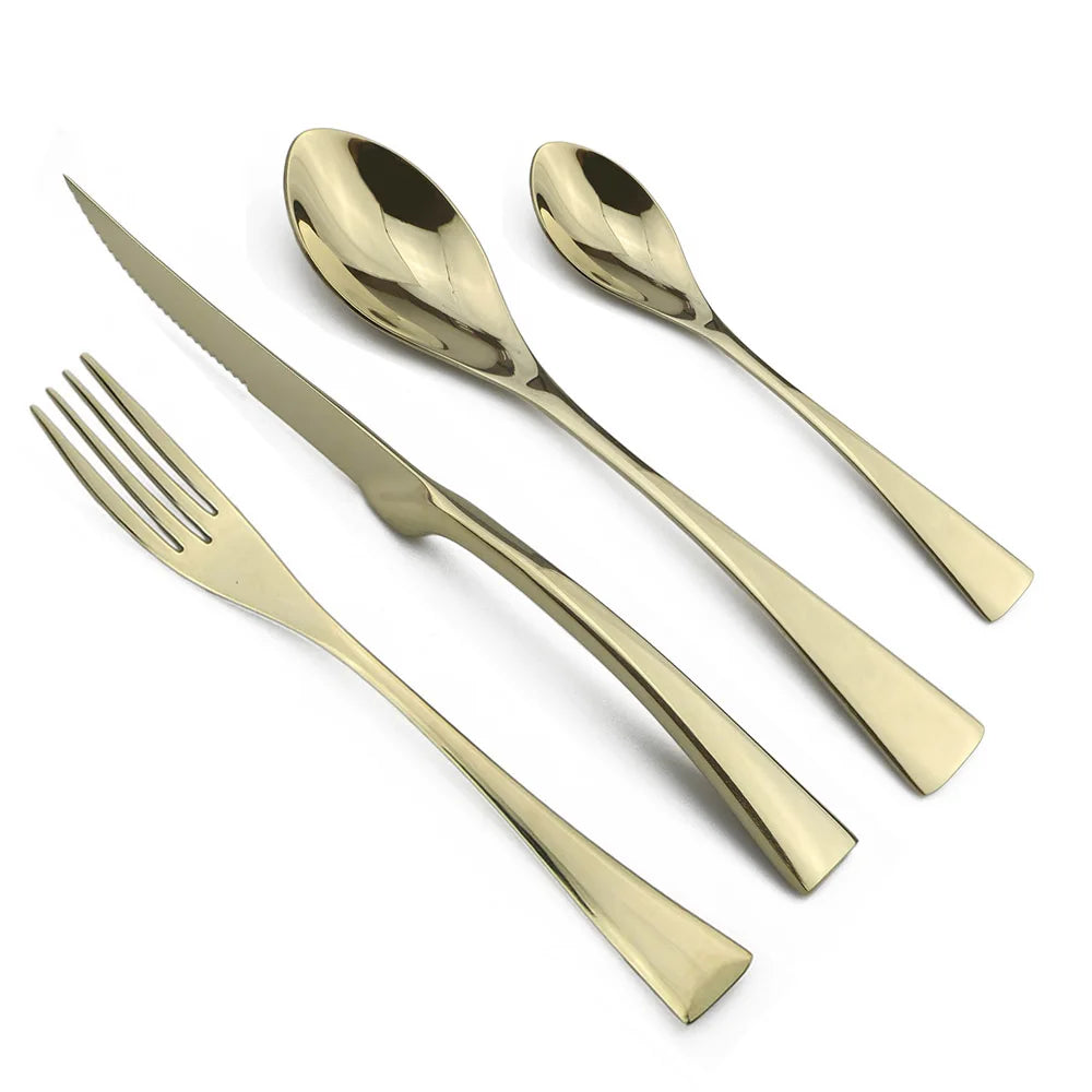 Jankng-talheres de aço inoxidável 18/10, talheres, bife faca, garfo e colher, cor preta, serviço de mesa, 4 pcs