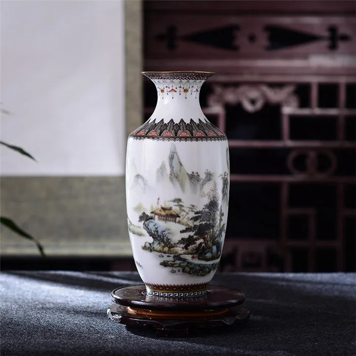 Vaso cerâmico antigo Jingdezhen Vintage, acessórios de mesa, artesanato, vaso de neve, estilo tradicional chinês, vaso de porcelana