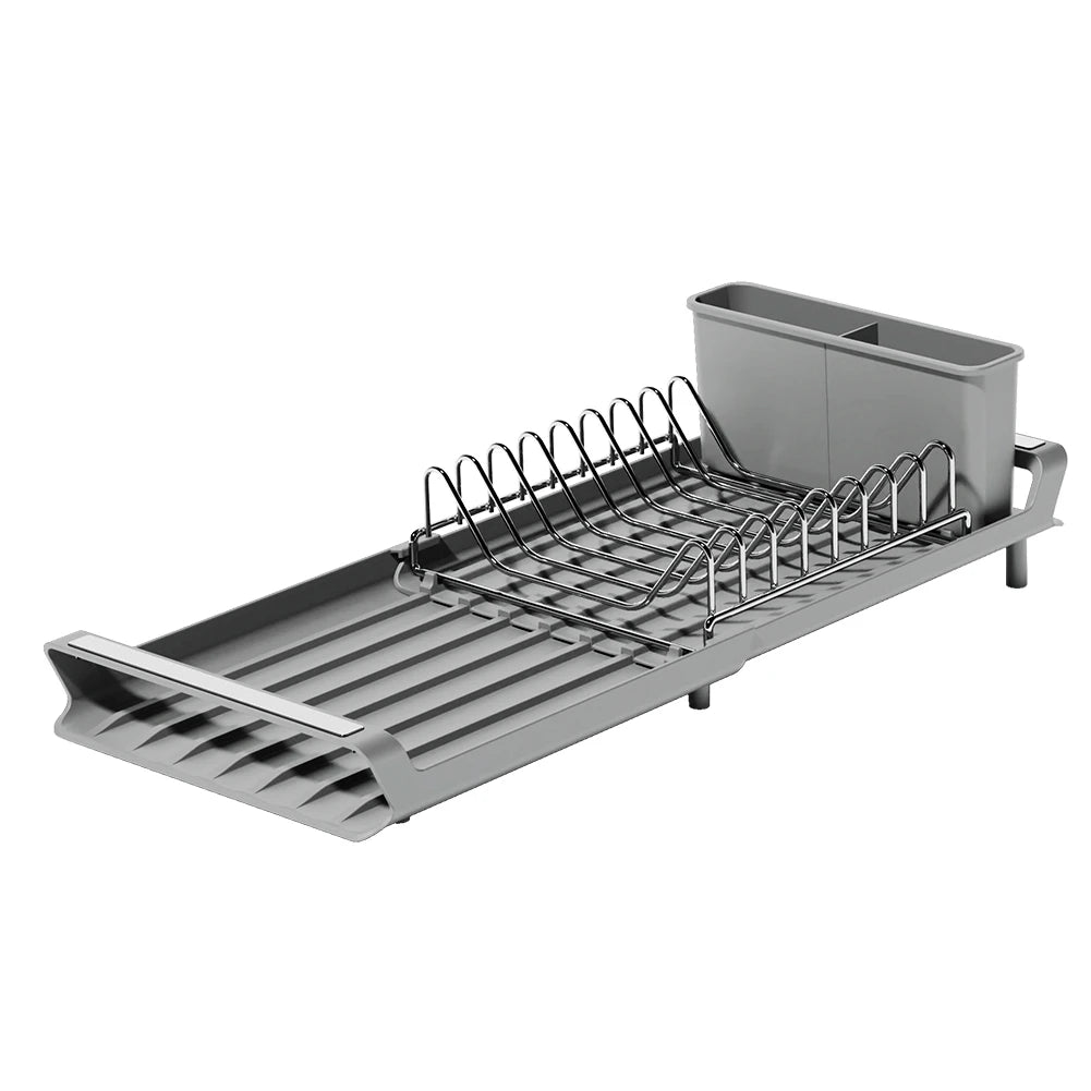 Prato extensível para bancada de cozinha, bandeja de drenagem, rack Rustfree para 8 placas com 2 suporte de utensílio