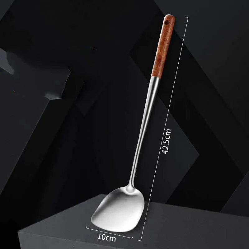 Utensílios De Cozinha De Aço Inoxidável, Espátula Wok, Conjunto de ferramentas de ferro e concha, Cozinhar Equipamento