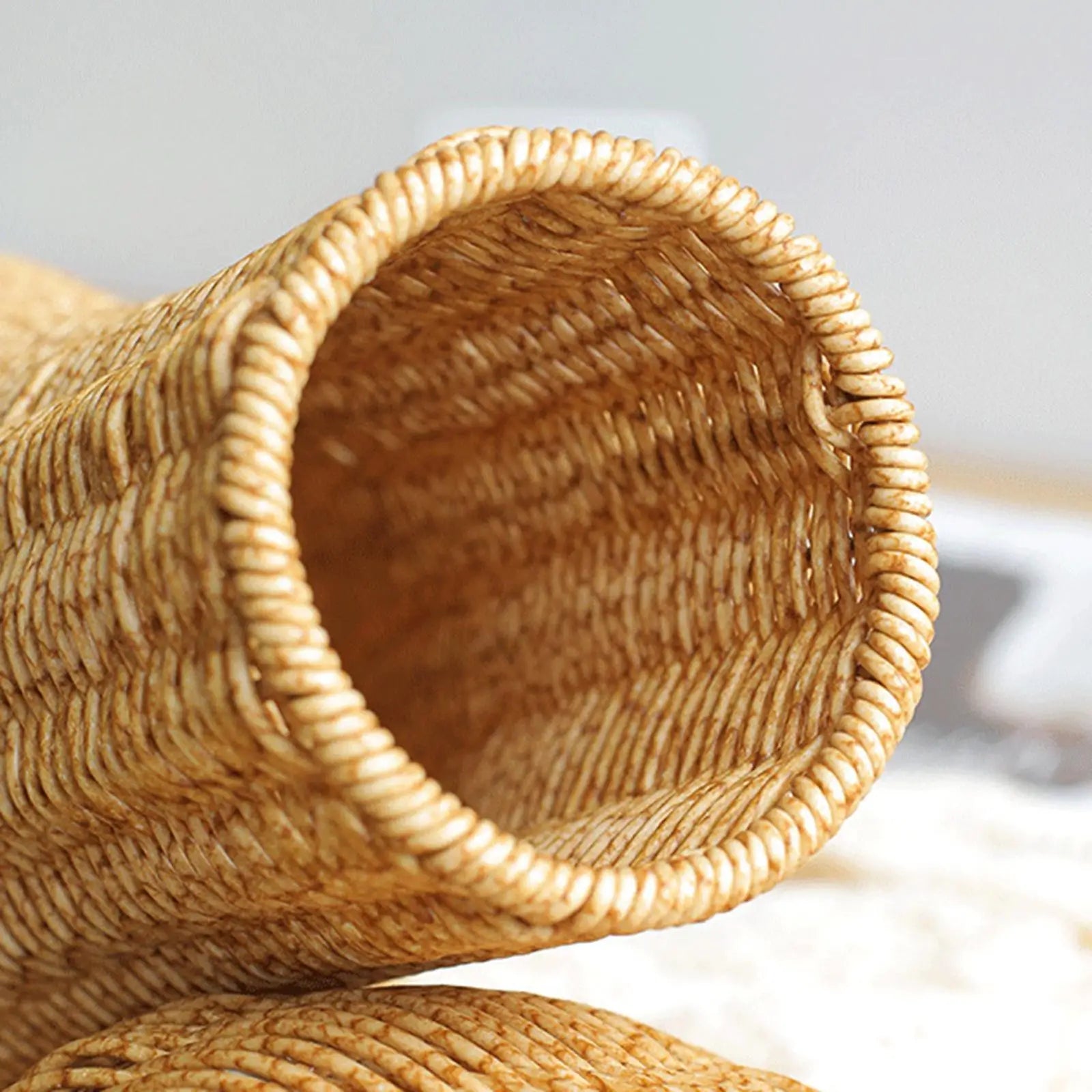 a close up of a basket on a table