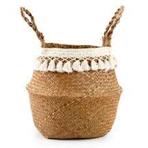 a woven basket with two handles and two handles