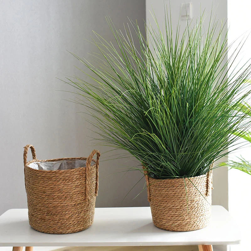 a couple of baskets sitting on top of a table