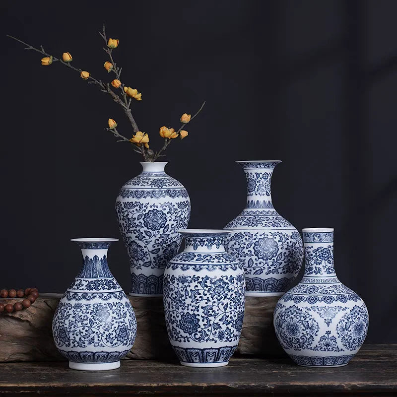 Jingdezhen Vaso Azul e Branco Ambience