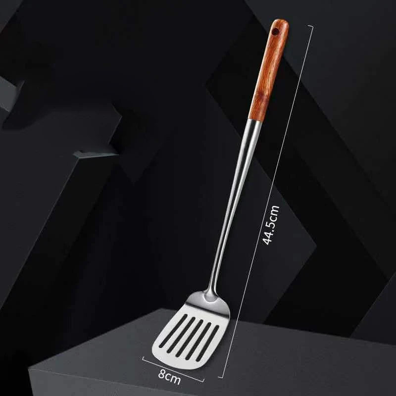 Utensílios De Cozinha De Aço Inoxidável, Espátula Wok, Conjunto de ferramentas de ferro e concha, Cozinhar Equipamento