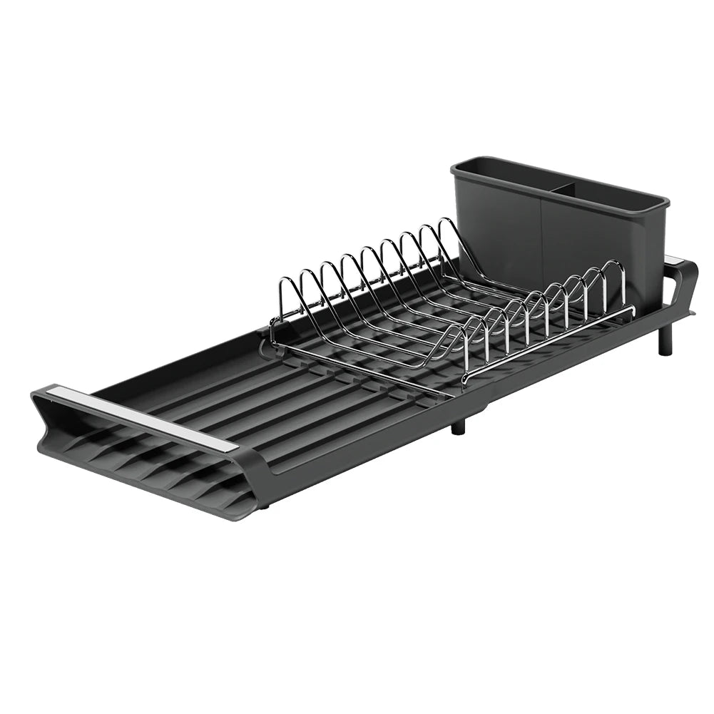 Prato extensível para bancada de cozinha, bandeja de drenagem, rack Rustfree para 8 placas com 2 suporte de utensílio