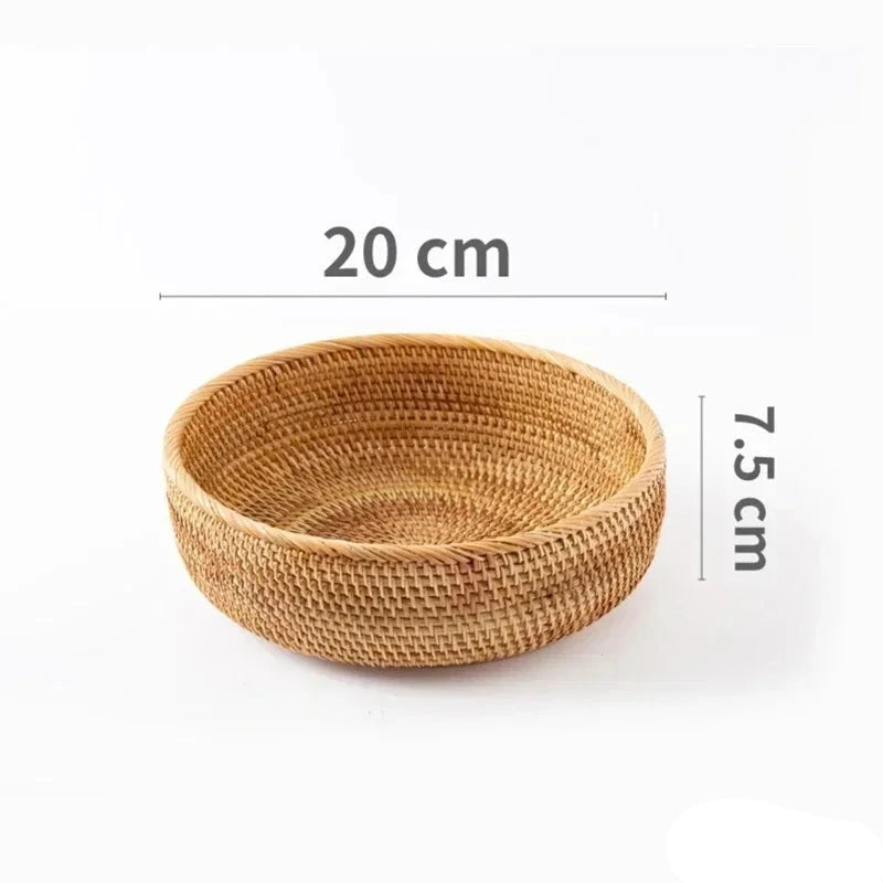 a small woven basket is shown with measurements