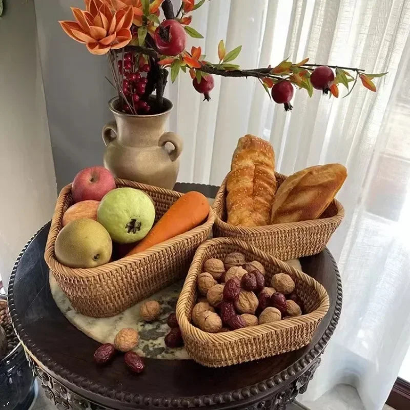 a table topped with baskets filled with food