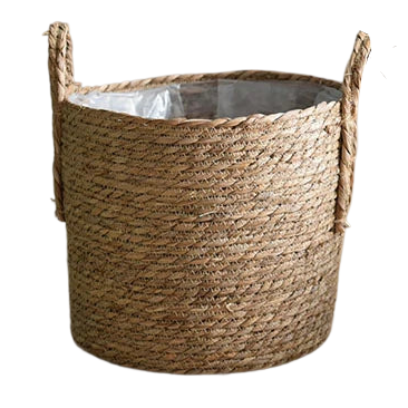 three woven baskets sitting on top of a table