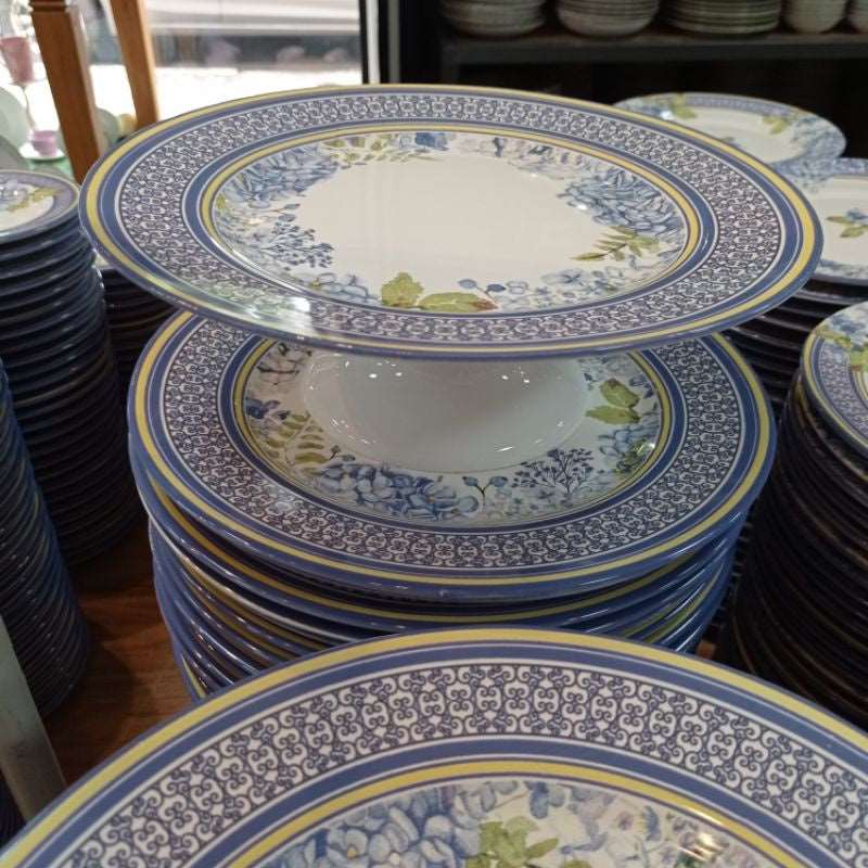 Boleira Azul Ambiencci em Cerâmica para Decoração e Mesa Posta