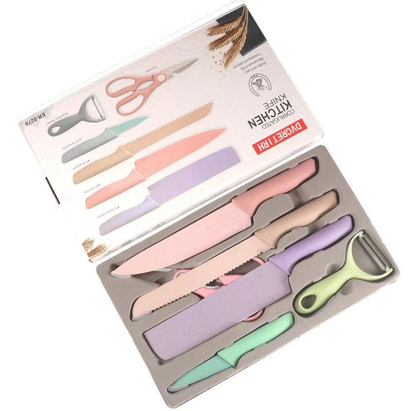 Kit 6 peças - Ambiencci de Facas Coloridas e Utensílios Gourmet 6 Peças