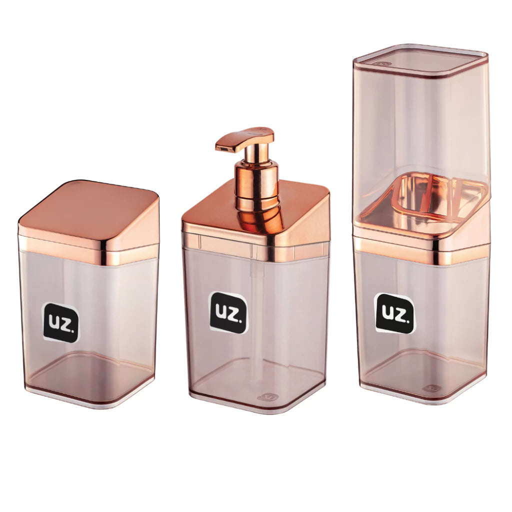 Kit 4 itens - Banheiro Luxo Ambiencci Rose Gold Uz