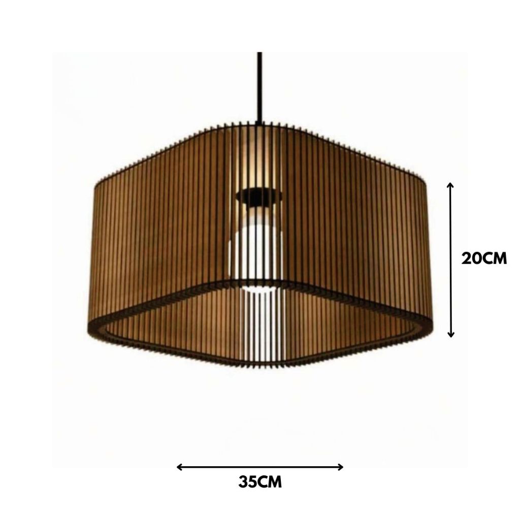 35 cm - Lustre Ambiencci Quadrado em MDF para Sala