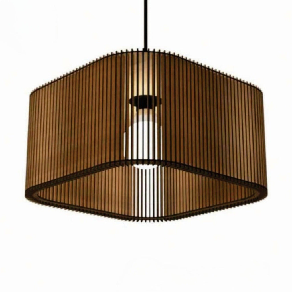 35 cm - Lustre Ambiencci Quadrado em MDF para Sala