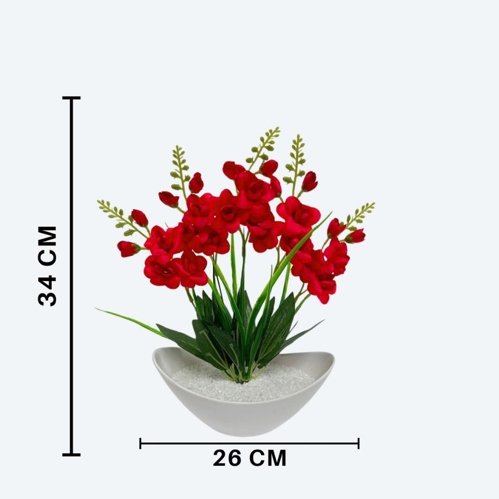 35 cm - Arranjo de Orquídea Artificial Ambiencci com Vaso Barca Luxuoso