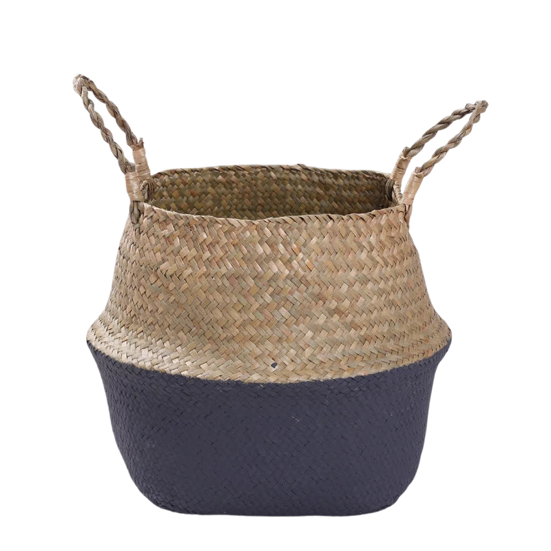 a basket with two handles and rope handles