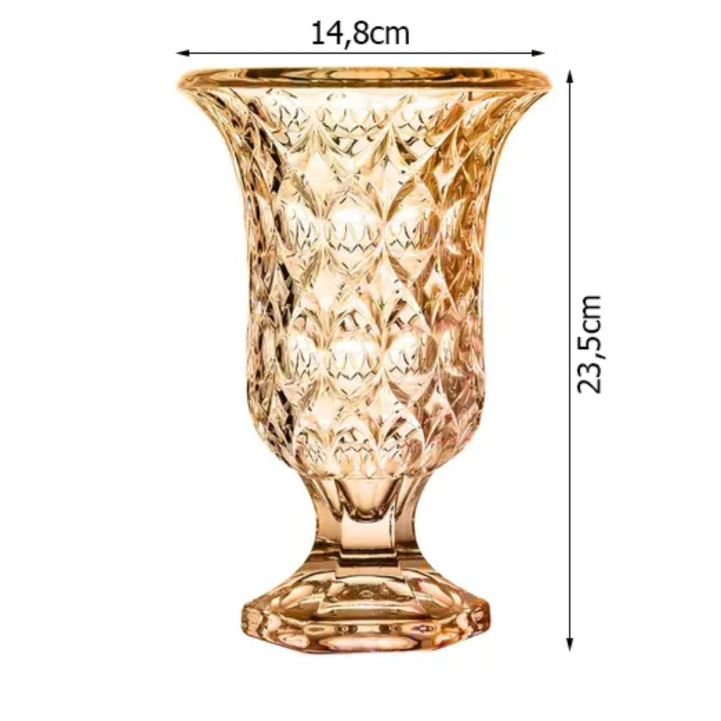 23 cm - Vaso de Decoração Ambiencci Cristal de Vidro Grosso