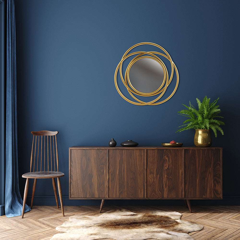 Espelho Decorativo Ambiencci Espiral Dourado 49 cm